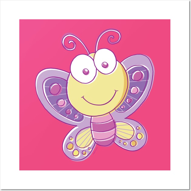 Cute Cartoon Butterfly Wall Art by vaughanduck